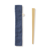 竹の弁当箸　撥水加工の箸袋付き（紺）