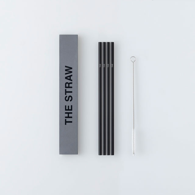 THE STRAW  BLACK 4本＋掃除用ブラシセット