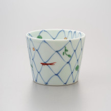 染錦網目魚紋そば猪口