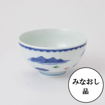 【みなおし品 てなおし品】好日茶碗　染錦山水遊鳥