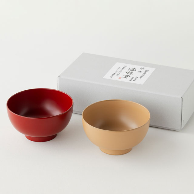 一乗椀ペアセット 4寸 朱・黒 4寸