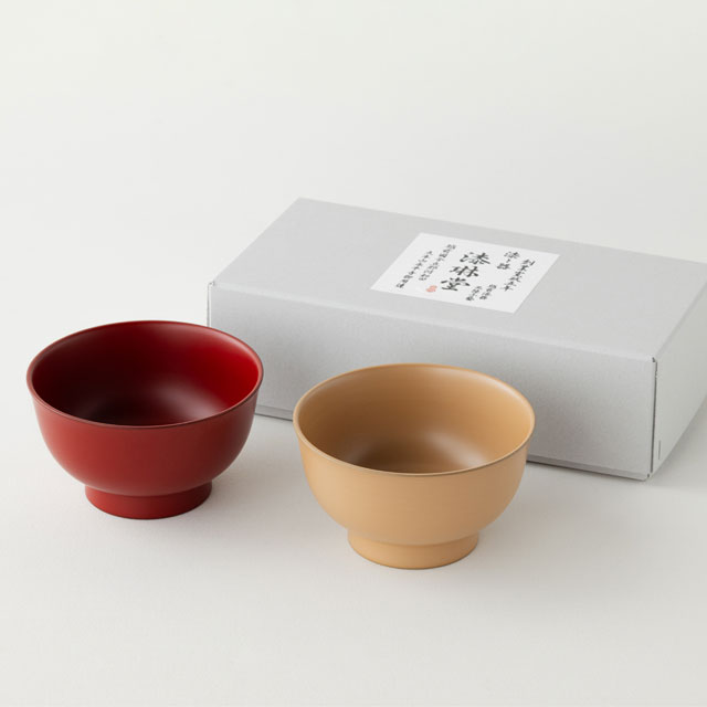 朝倉椀 ペアセット　4寸 朱・黒 4寸