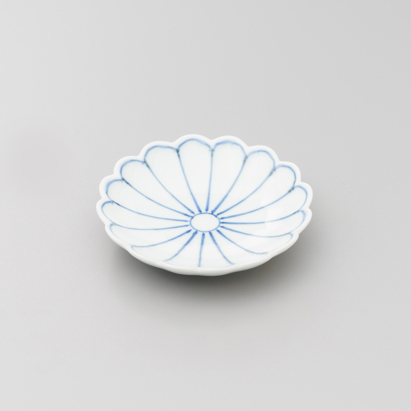 染付菊割菊型3寸小皿