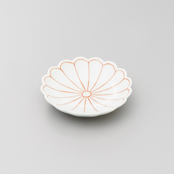 赤絵菊割菊型3寸小皿