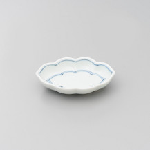 染付渕線中入木甲型小皿