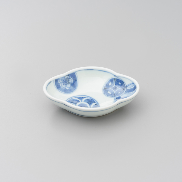 染付丸紋木甲型小皿