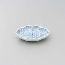 染付更紗中入木甲型小皿