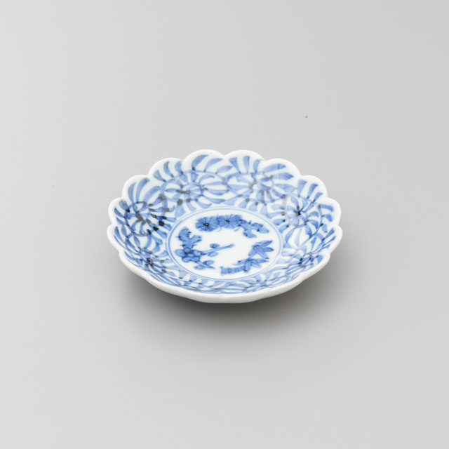 染付蛸唐草松竹梅菊型3寸小皿