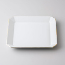 渕金白磁20センチ角皿