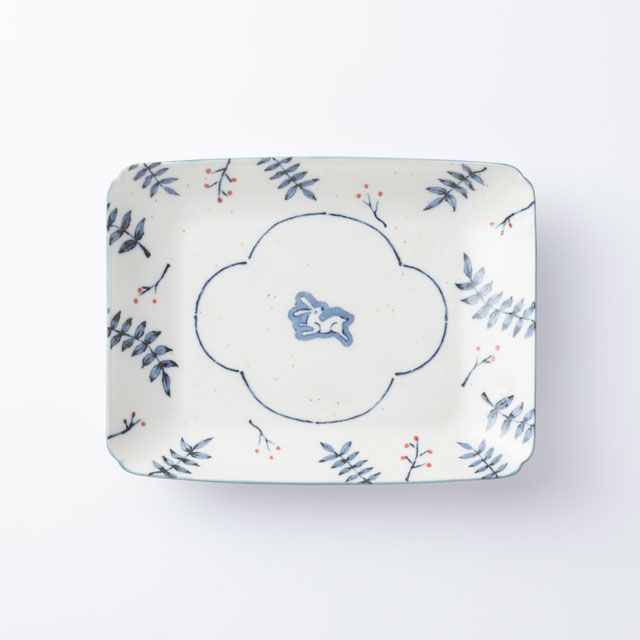 瀬戸焼の印判角皿