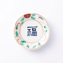 蔵珍窯　福字赤絵椿文　銘々皿