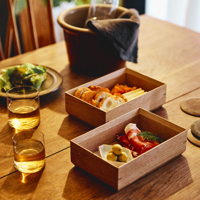 おめかし重　一段 　柿渋染