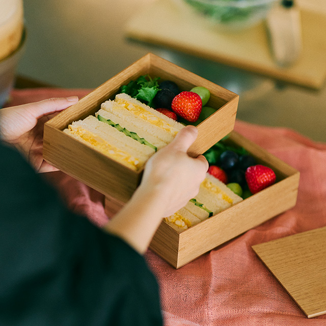 おめかし重　一段 　柿渋染