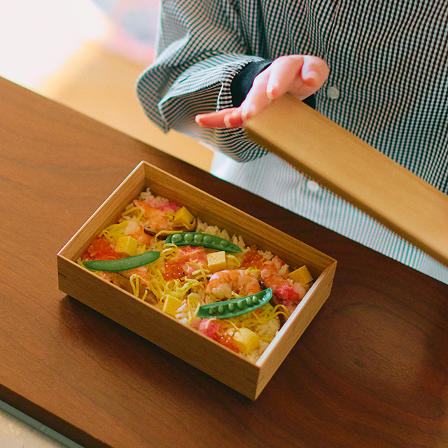 おめかし重　一段 　柿渋染