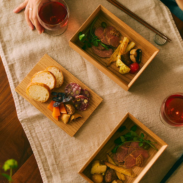 おめかし重　二段 　柿渋染