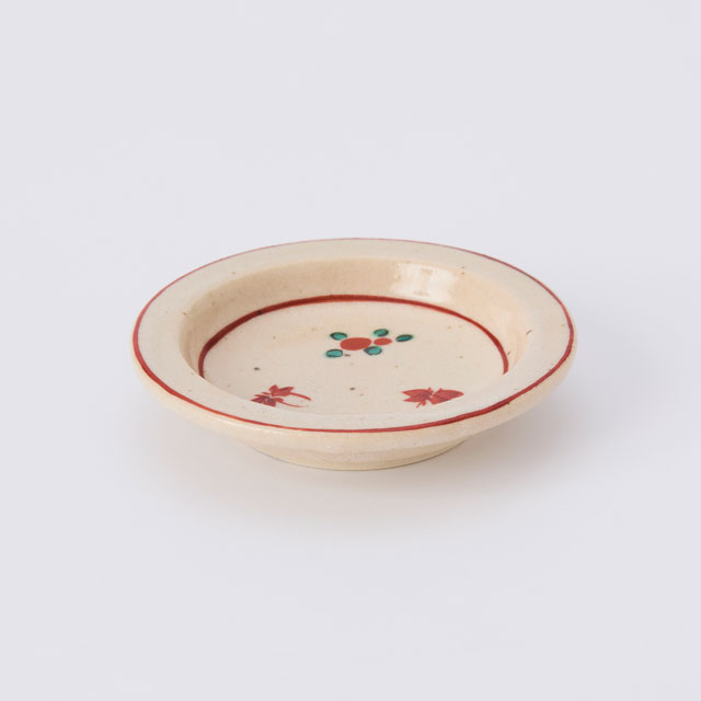 美濃焼の豆皿　赤絵花蝶
