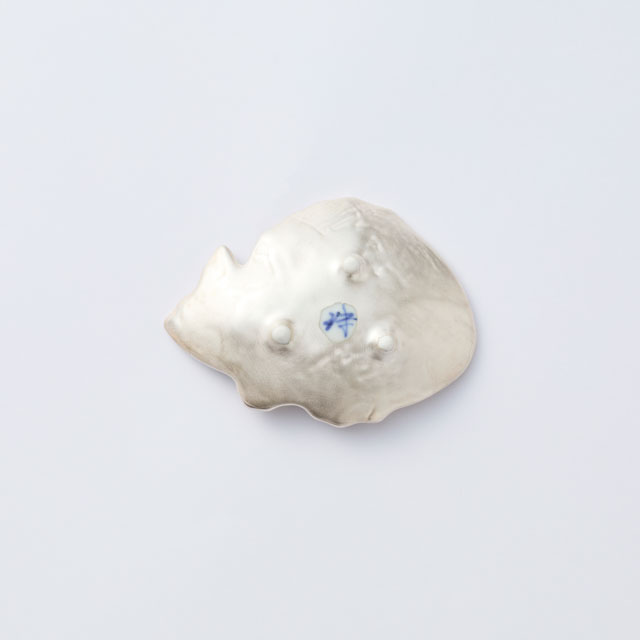 有田焼 福珠窯　鯛形豆皿　銀彩　8cm
