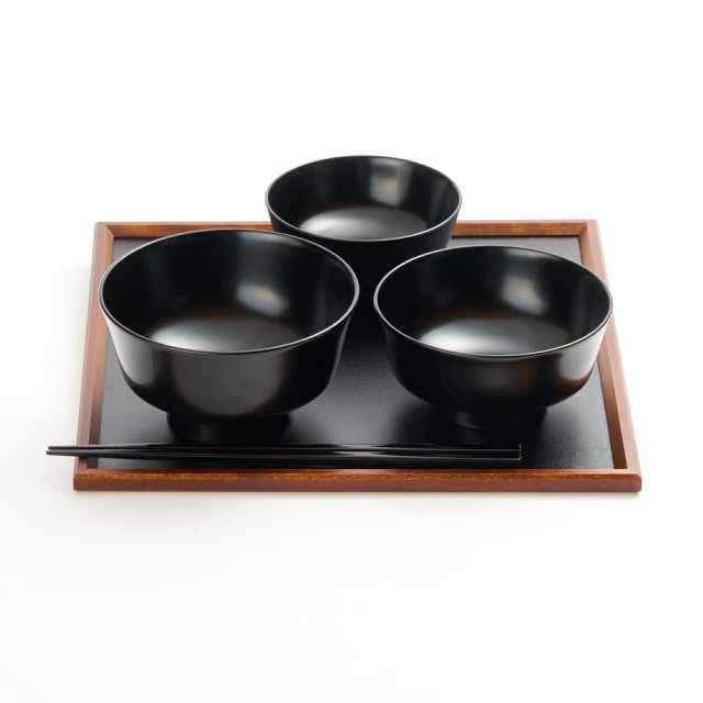 【WEB限定】めぐるの一汁一菜盆 和紙着せ・黒