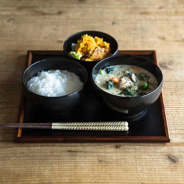 【WEB限定】めぐるの一汁一菜盆 和紙着せ・黒