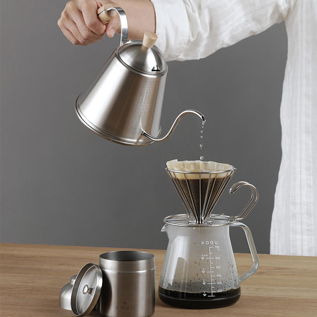 「IH使用可」　ドリップポットITTEKI　木ハンドル