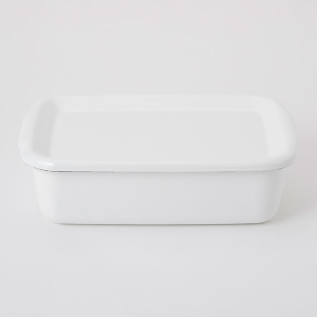 【WEB限定】野田琺瑯White Series　レクタングル深型　L　琺瑯蓋付　ホワイト