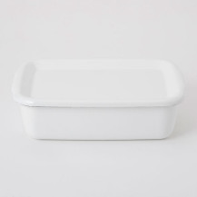 【WEB限定】野田琺瑯White Series　レクタングル深型　L　琺瑯蓋付　ホワイト
