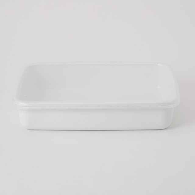 【WEB限定】野田琺瑯White Series　レクタングル浅型　L　シール蓋付　ホワイト
