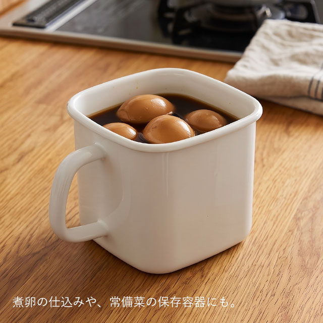 【WEB限定】野田琺瑯White Series 持ち手付ストッカー角型 L 琺瑯蓋付 ホワイト