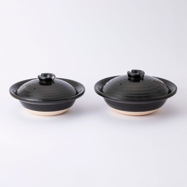 信楽焼の平土鍋　中