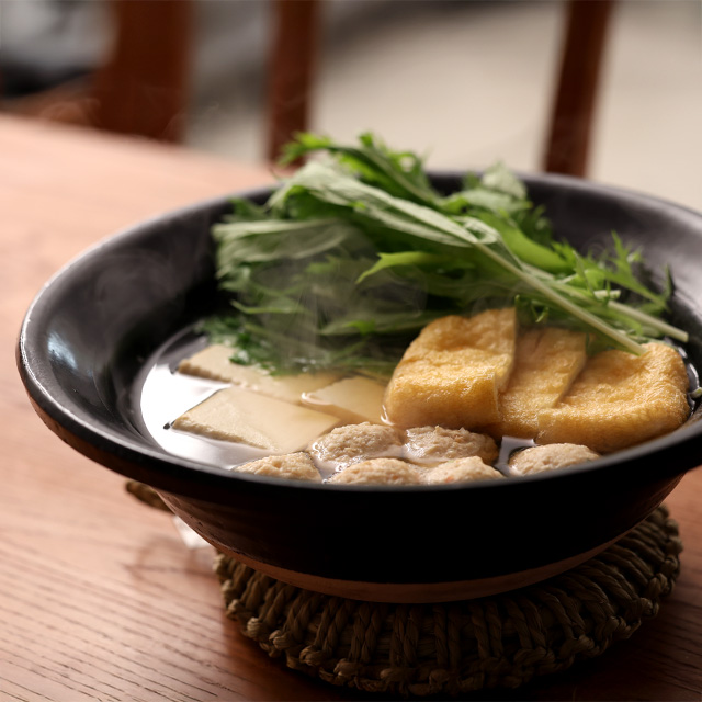 信楽焼の平土鍋　中