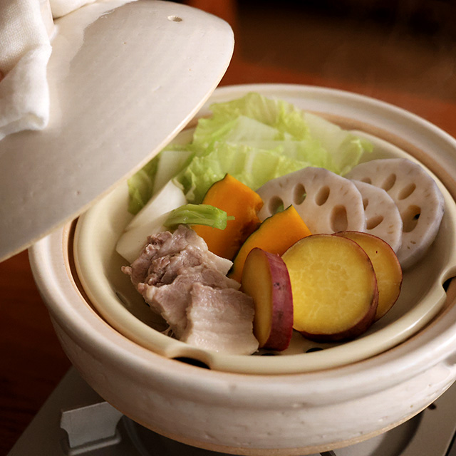 長谷園 ヘルシー蒸し鍋 中　白