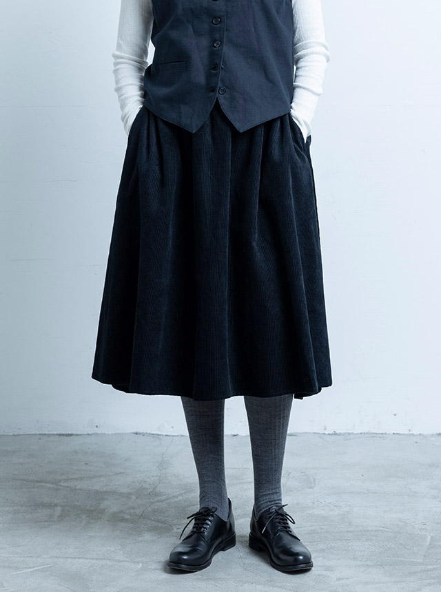 綿麻コーデュロイ フレアスカート