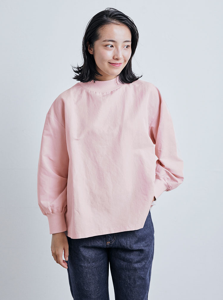 綿麻ハイネックブラウス