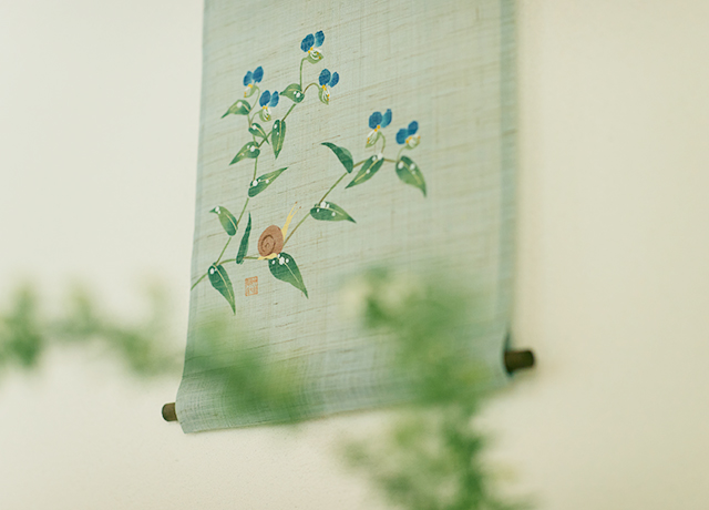 花鳥画　六月「カタツムリと露草」