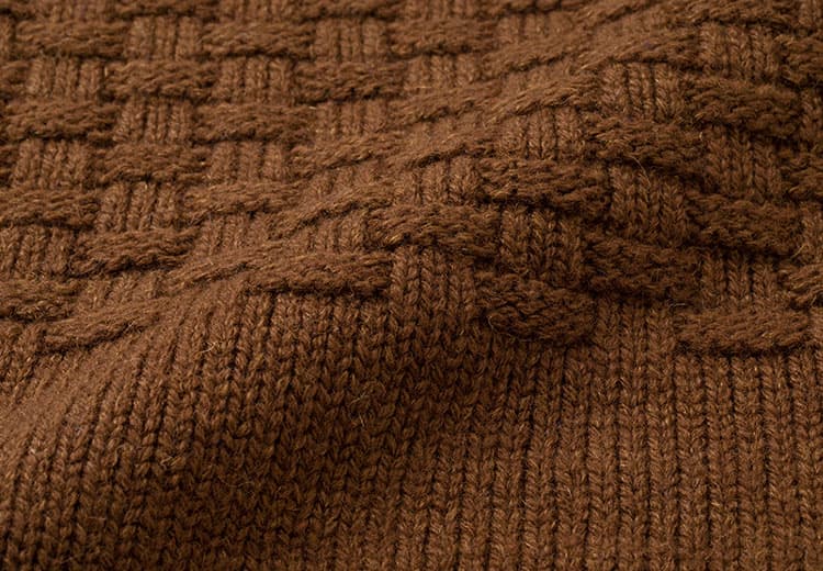 麻ウールの格子編み