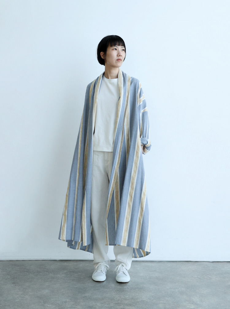 long haori　ブラシストライプゴールド　フリーサイズ