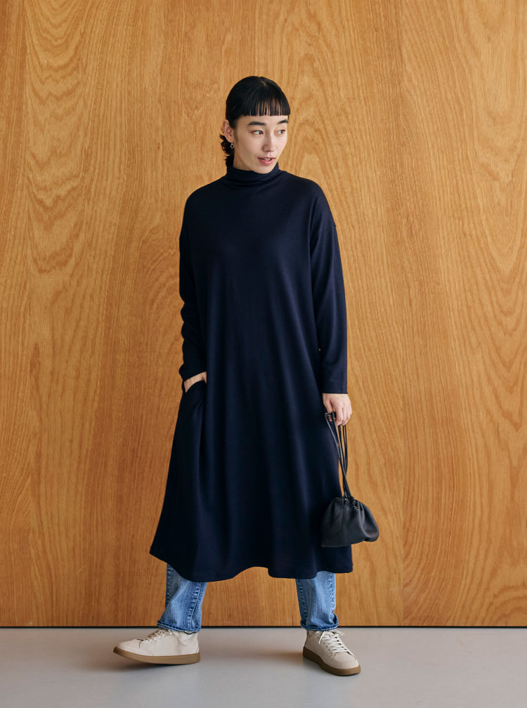 中川政七商店　重ね襞のジャケット　濃紺 未使用 中川政七商店 重ね襞のジャケット&ワンピース ネイビー