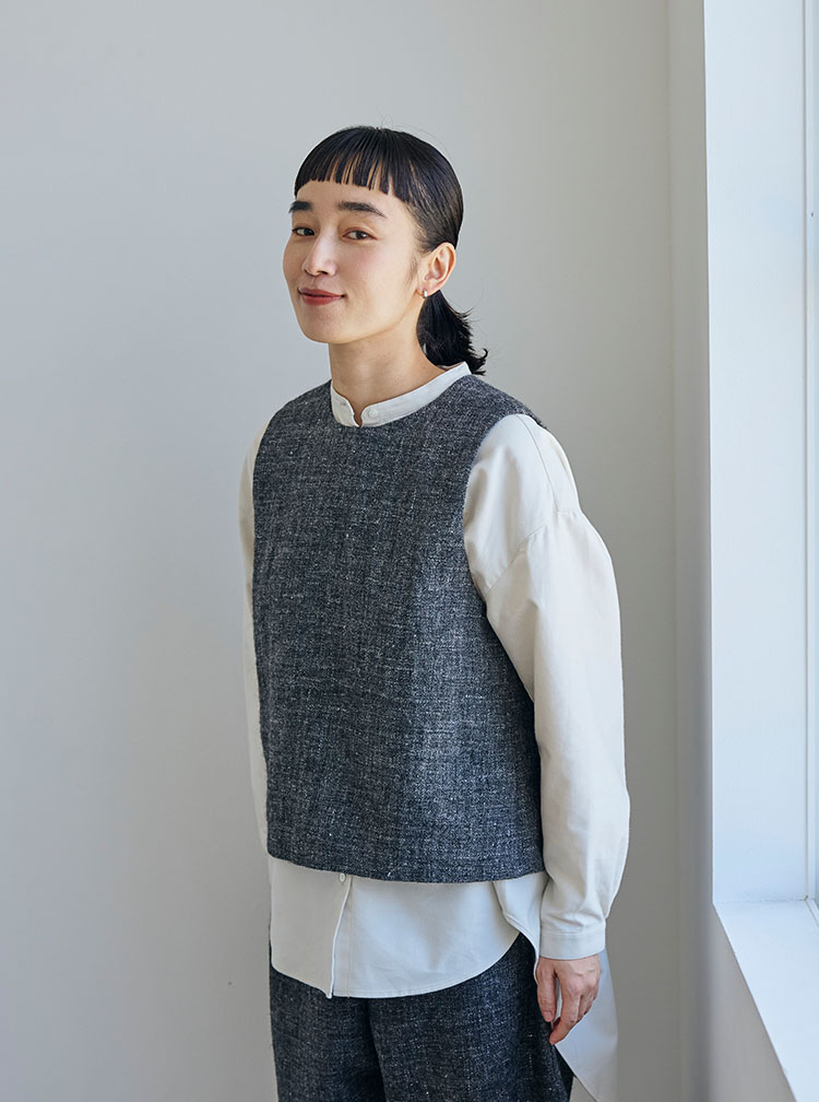 麻とウールツイードコーディネートイメージ