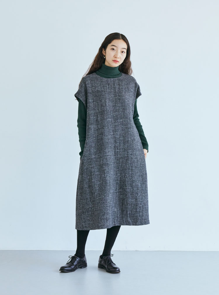 麻とウールツイードコーディネートイメージ