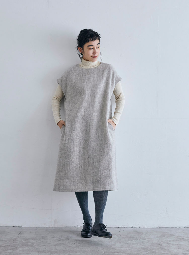 麻とウールツイードコーディネートイメージ