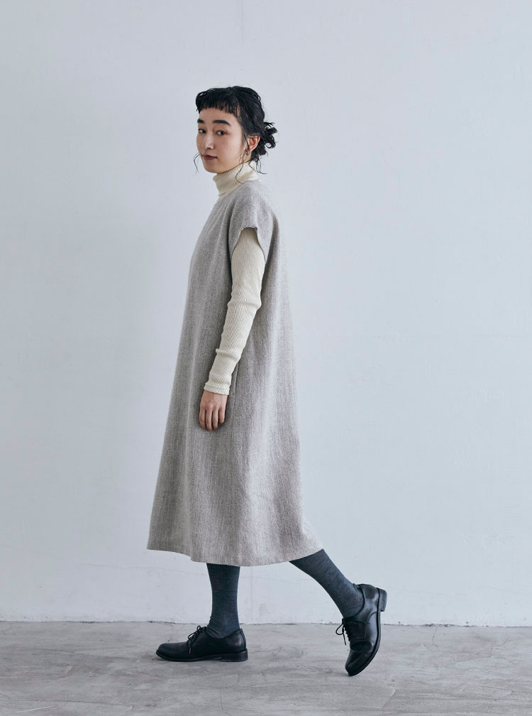 麻とウールツイードコーディネートイメージ