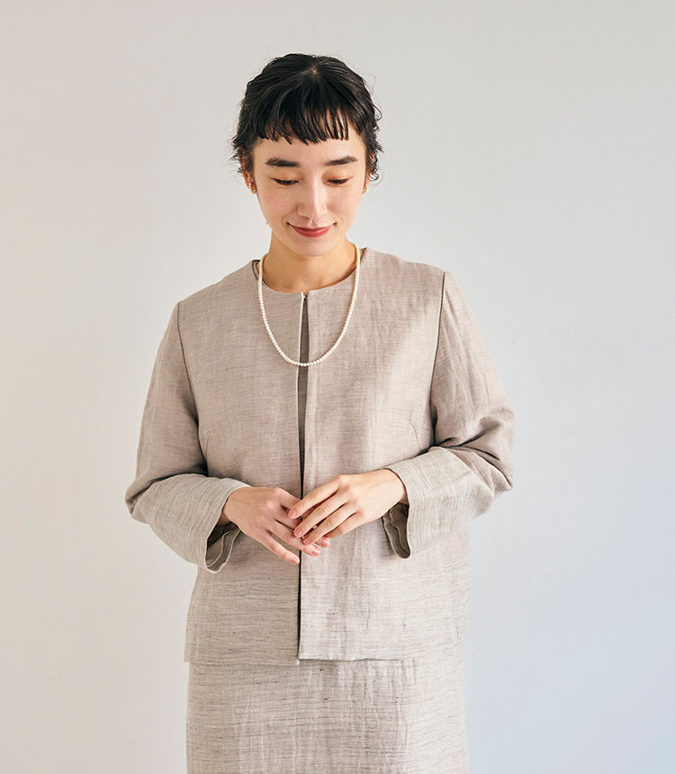 リネンキュプラの波皺（なみしぼ）ジャケットとワンピース