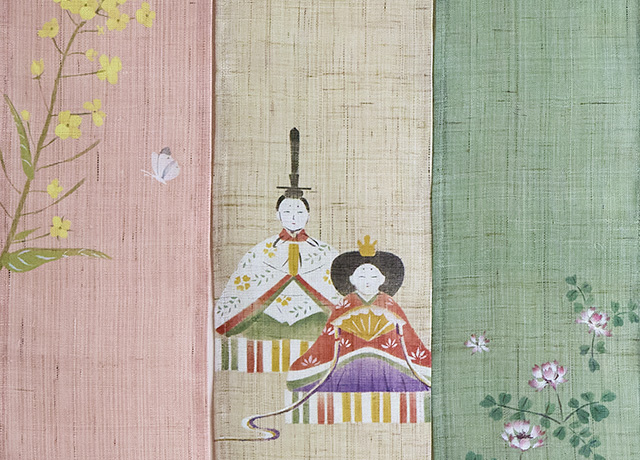 三月「桃の節句（雛・菜の花・蓮華草）」