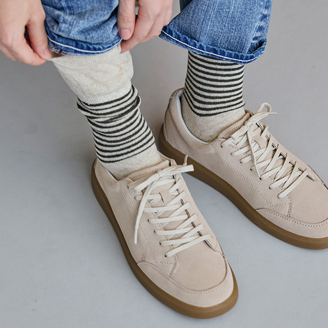 しめつけないくつしたウールborderクルー