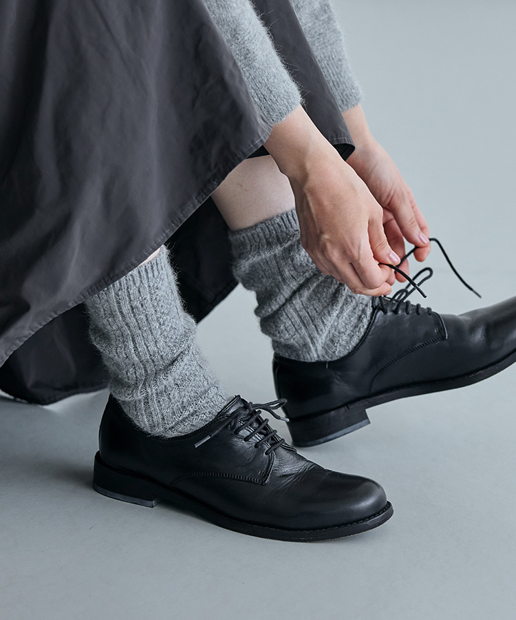 ウールフォックスの模様編みくつした　グレー