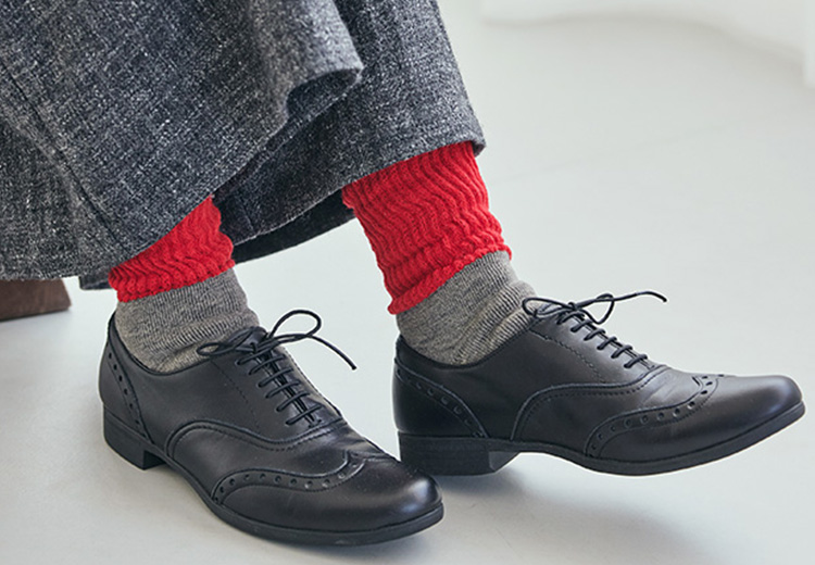 あたたかいくつしたリブDip クルー