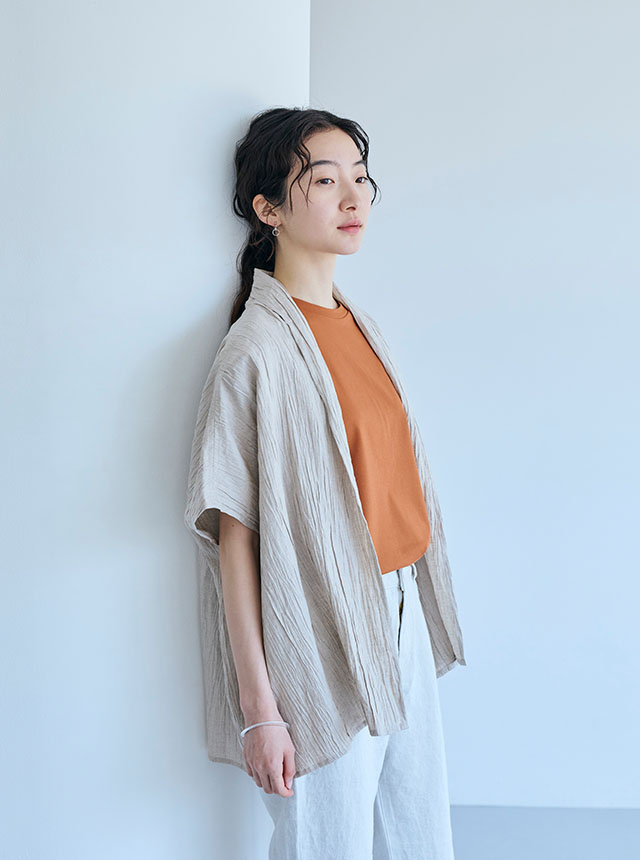 美品✨中川政七商店 かや織り 麻 リネン ロングジレ