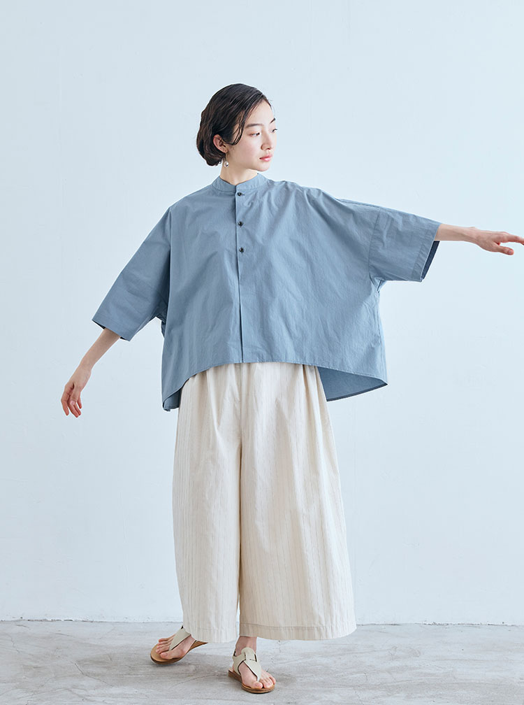 きよぞー　新品❣️中川政七商店　サイズフリーの麻の羽織りとびいどろシャツ 手織り麻を使ったフリルシャツ｜衣料品｜中川政七商店 公式サイト