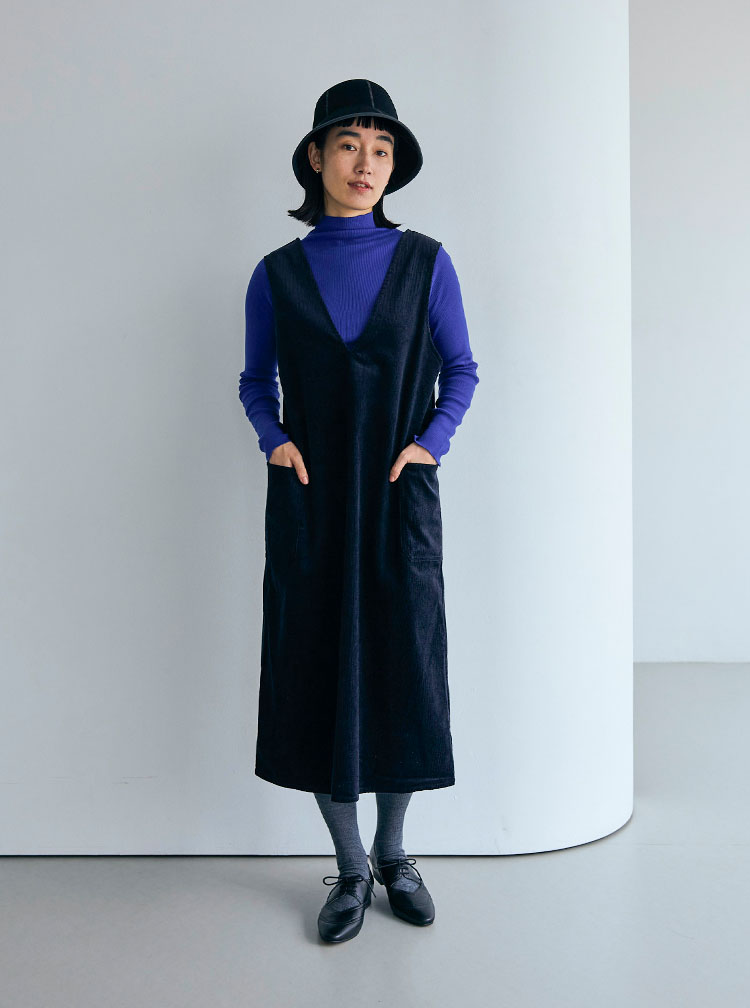 綿麻のコール天　フレアスカート