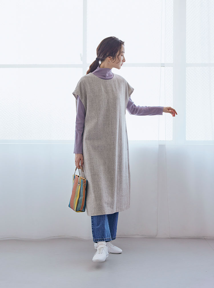 綿ウールデニムのワイドパンツ